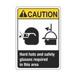 Caution Hard Hats Safety Glasses Required In This Area Sign